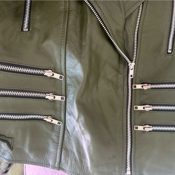 *SOLD* NWOT Leatherskin Custom Green Biker Jacket - Picture 7 of 7